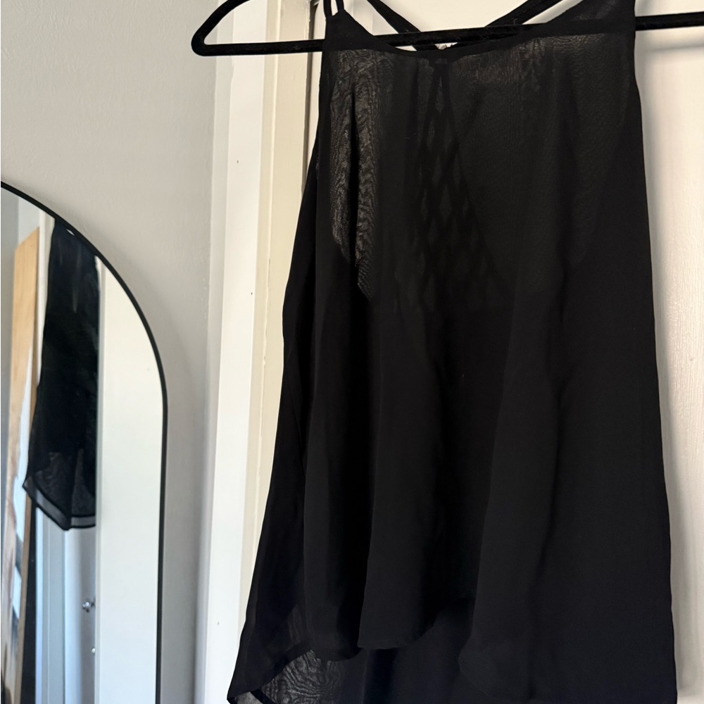 Mine Black Lattice Detail Top